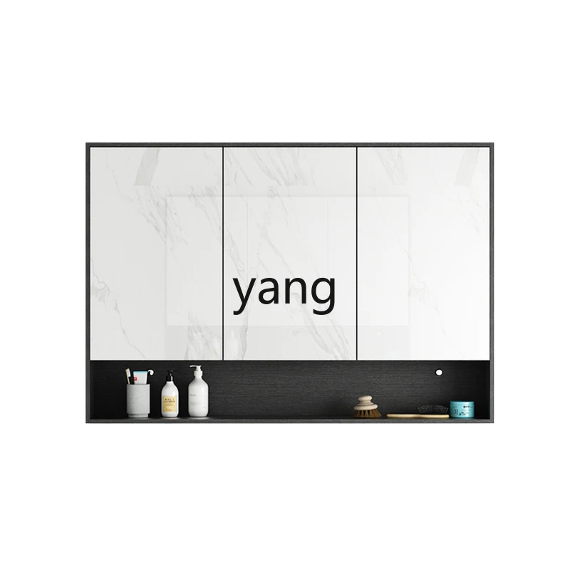 

LH solid wood bathroom mirror cabinet wall-mounted bathroom mirror with rack storage integrated