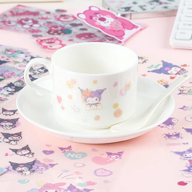 Sanrio Cartoon Sticker Set Cinnamoroll Kuromi Melody Kitty Kawaii Stickers Student Stationery Supplies Birthday Gifts Wholesale