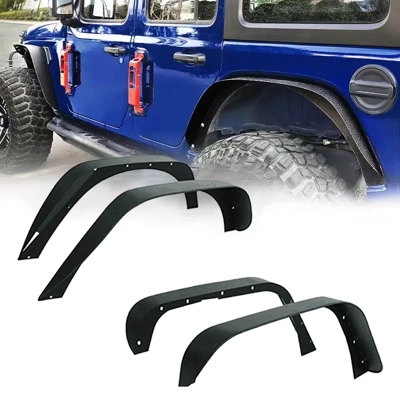 Lantsun J064 Steel Fender Flares Front/Rear Wheel Eyebrow for Jeep for Wrangler JK07-17, 4 PCS/Set