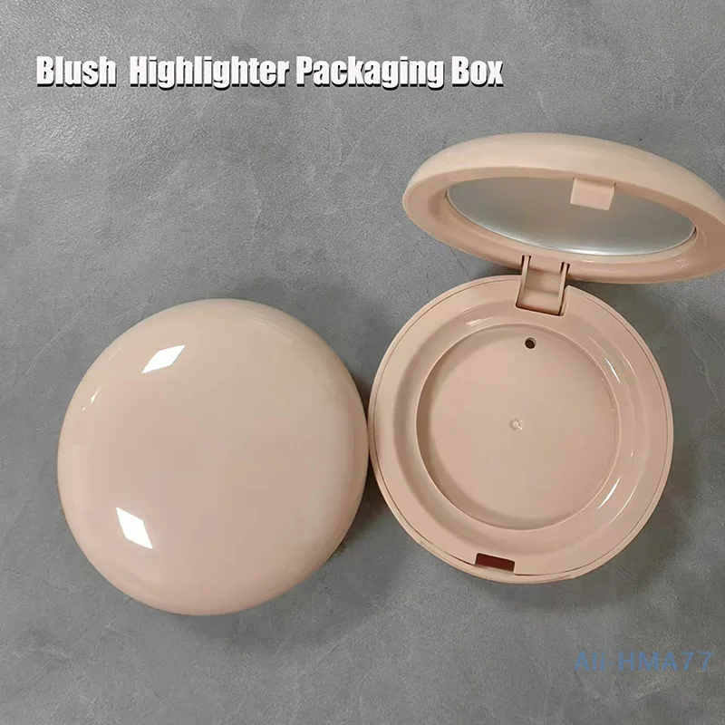 Portable Round Highlighter Empty Box Blush Eyeshadow Container Blush Foundation Makeup With Mirror Empty Boxes For Packaging