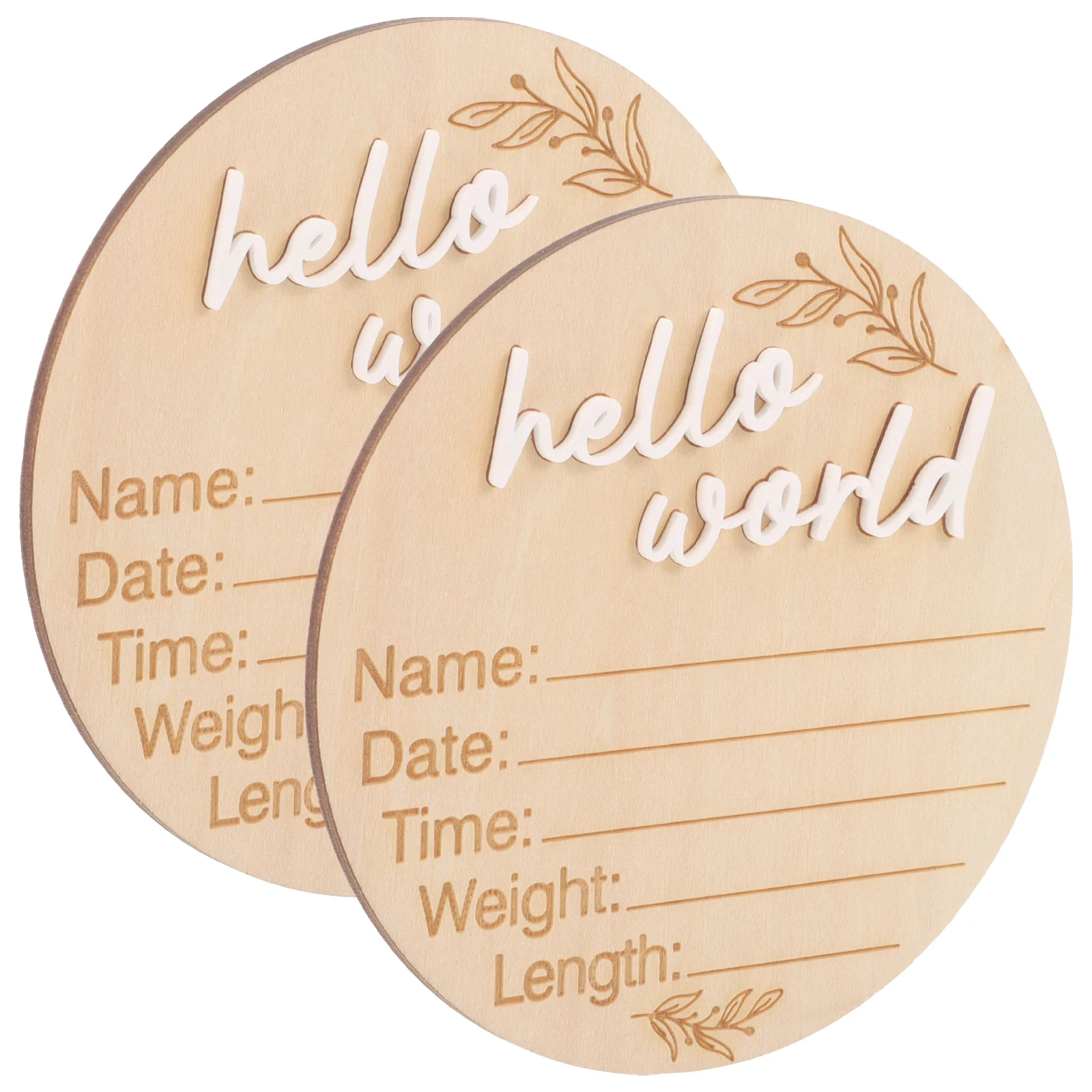 

2 Pcs Newborn Commemorative Plaque Announcement Sign Bulletin Boards The Birth Wood Baby Name Nursery