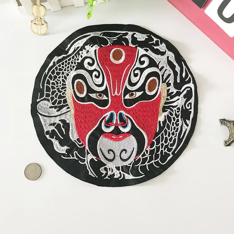 Patch Sew on Patches on Clothes Embroidered Patches for Clothes Clothing Stripe Peking Opera Mask Stickers Applique Badge