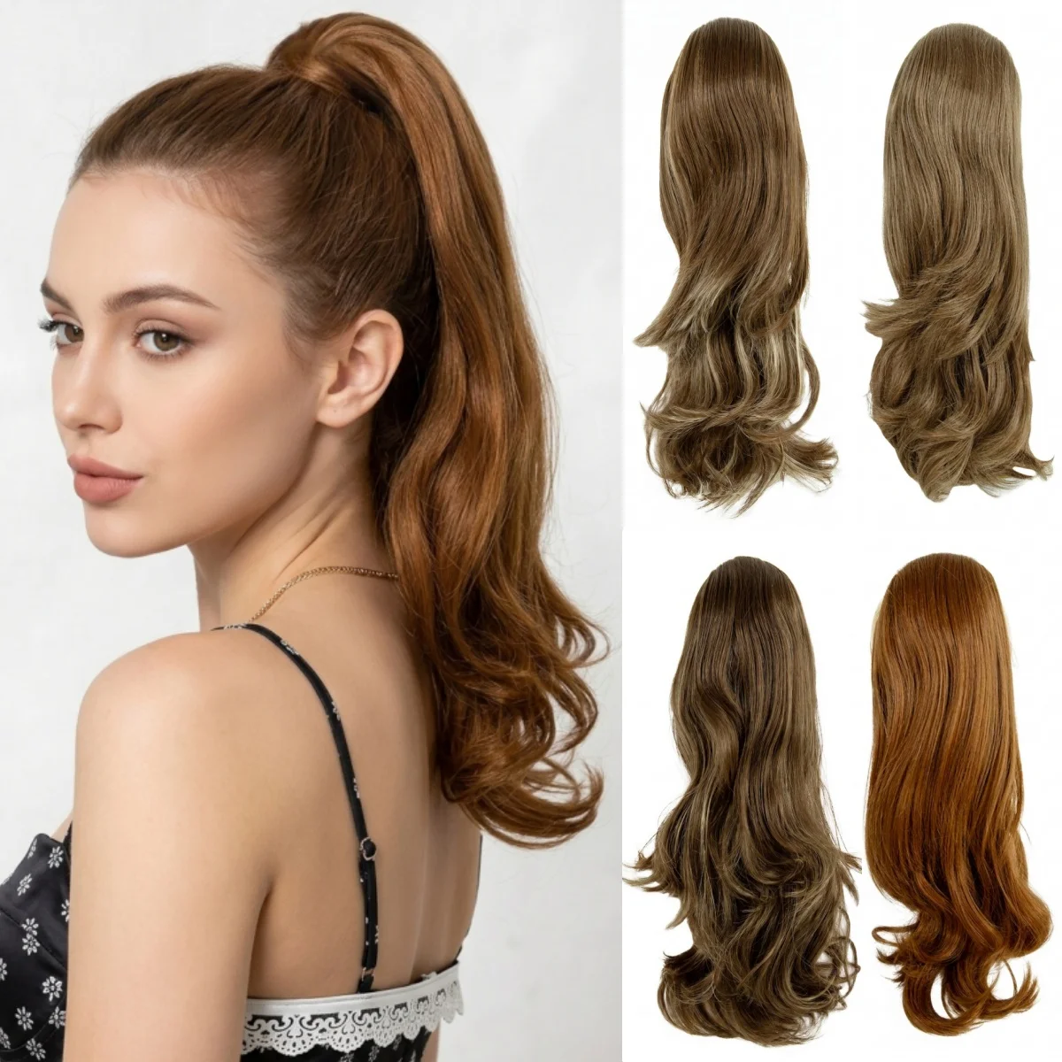 

20 Inch Drawstring Ponytail Extension for Women Long Wavy Hair Synthetic Extensions for Daily