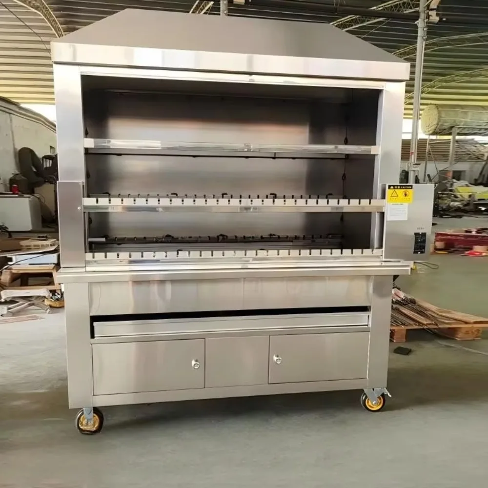 High Efficiency Commercial Charcoal BBQ Grill, Kebab Machine, Wood Fired Catering Equipment, Outdoor Cooking