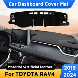 For TOYOTA RAV4 2019-2024 Car Dashboard Cover Mat Sun Shade Artificial Leather Pad Rug Panel Mat Carpets Protector Accessories