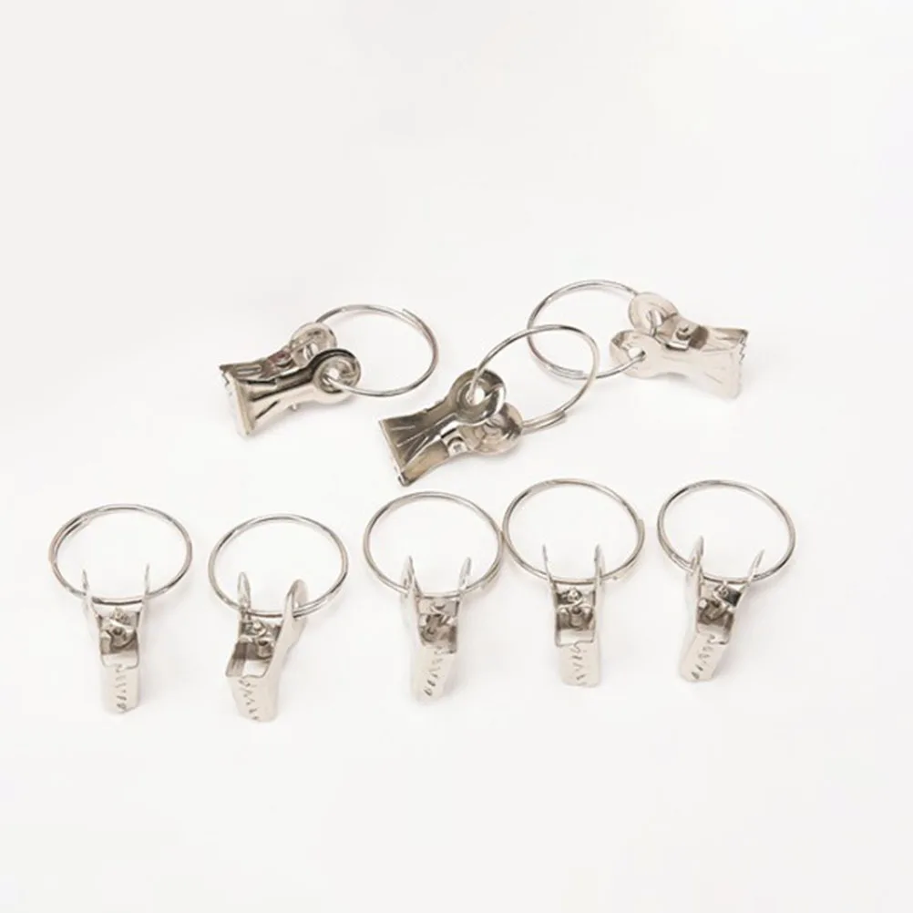 

50Pcs Curtain Rings Clips Metal Iron Strong for Bathroom Shower Curtain Window Door Hanging Sliding Easy Install Hardware