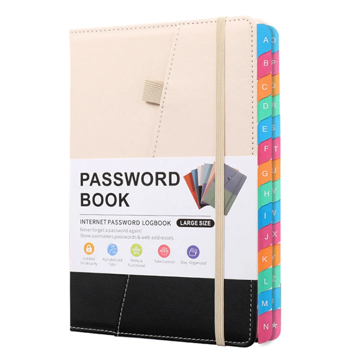 Libro con password con linguette alfabetiche colorate e due segnalibri, per anziani 8,4 x 5,9 pollici, indirizzo Internet F