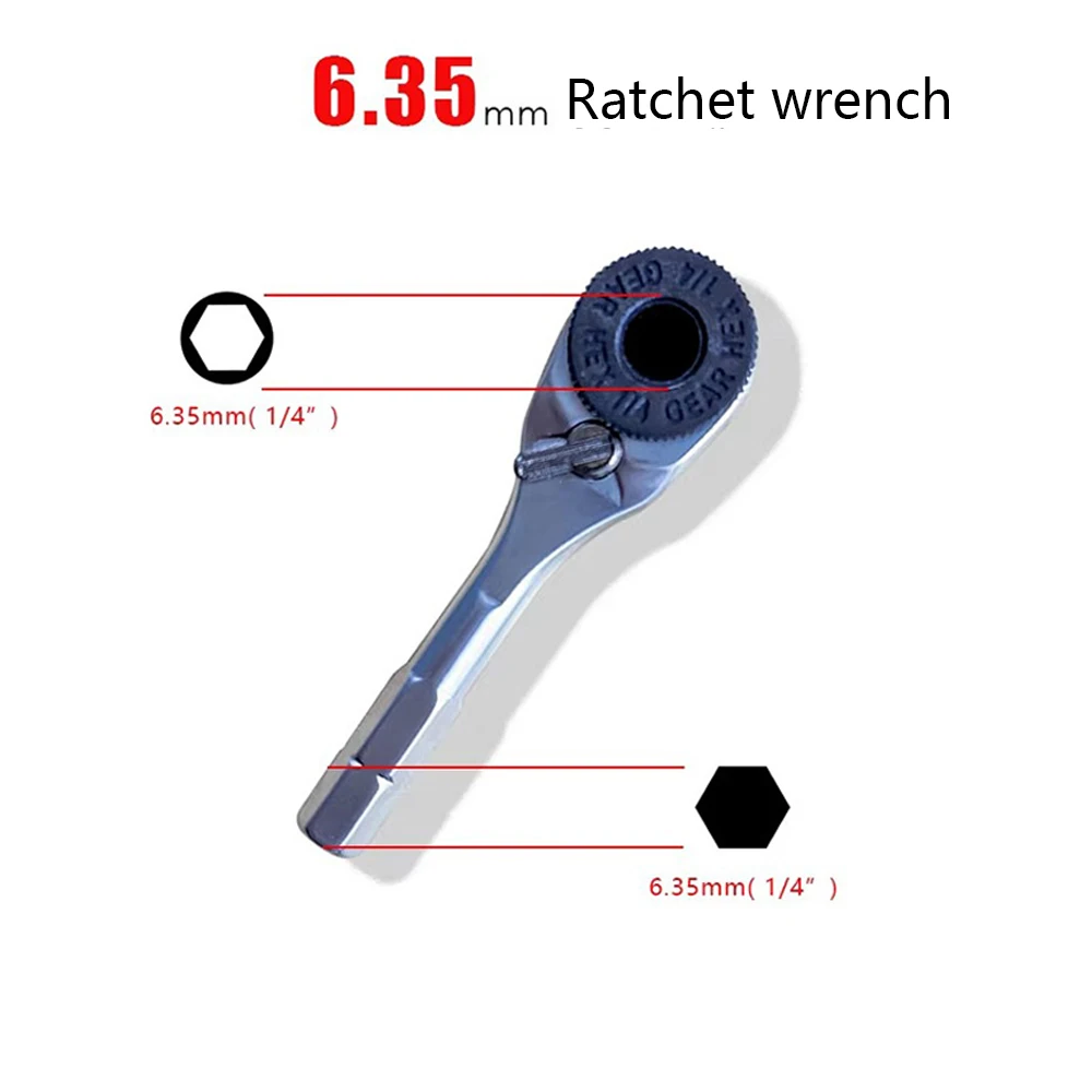 For Precision Work 1/4” Ratchet Wrench 6.35mm Hex Torque EDC Tool with Quick Socket Screwdriver Rod Hand Tools