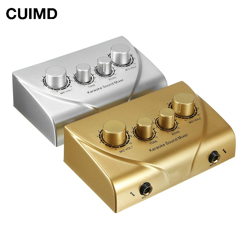 Nuovo portatile professionale Mini Karaoke Mixer Audio microfono amplificatore di missaggio Audio doppio ingresso Mic preamplificatore per famiglia KTV
