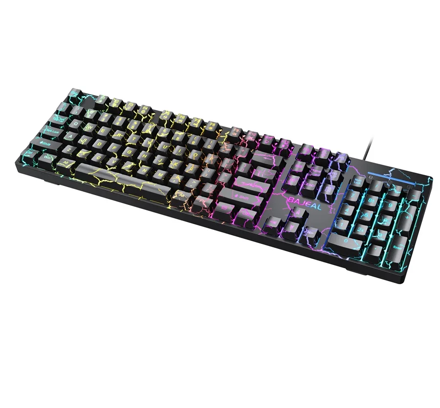 Bajeal K55 Juego Teclado mecánico con teclas flotantes de grietas brillantes para escritorio y computadora portátil
