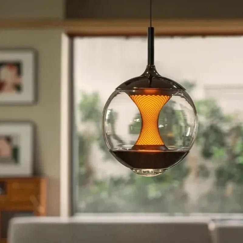 Modern Glass Pendant Light Sunset Bedside Sleep Chandelier Round Table Bedroom Bedside Dining Room Kitchen Indoor Hanging Lamp