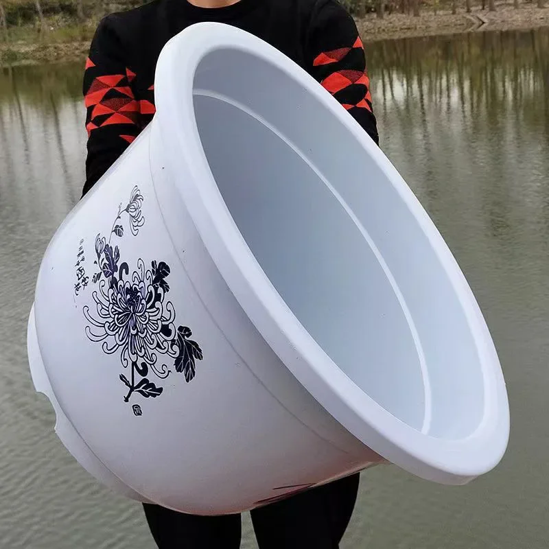 

Extra Large round Floor-Standing Plastic Plant Pots Red & White Non-Drainage Options for Fruit Trees Water Lilies & Flowers
