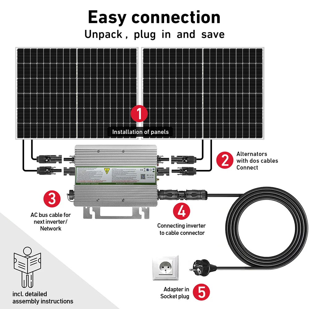 DOKIO balcony power plants kit 400W/800W Solar Panles with 600W/800W Inverter Waterproof solar system for home complete kit