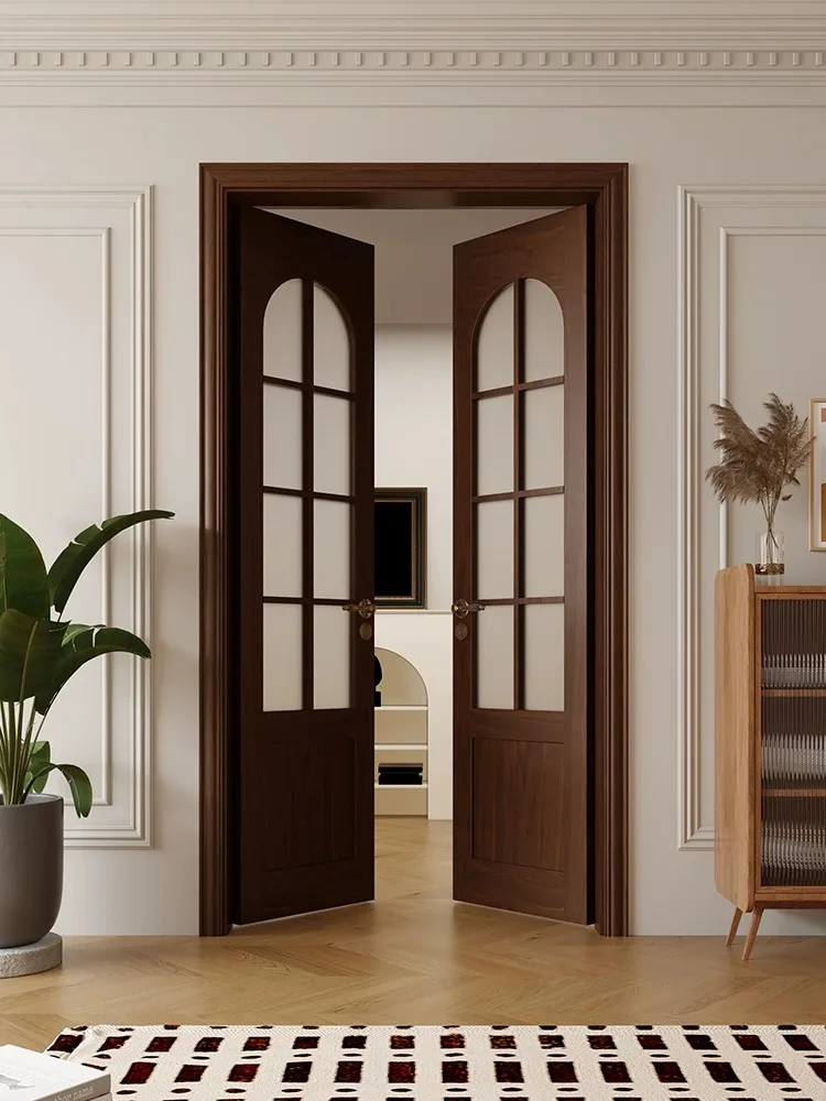 Arc arch door, solid wood lacquered door, hanging rail door,