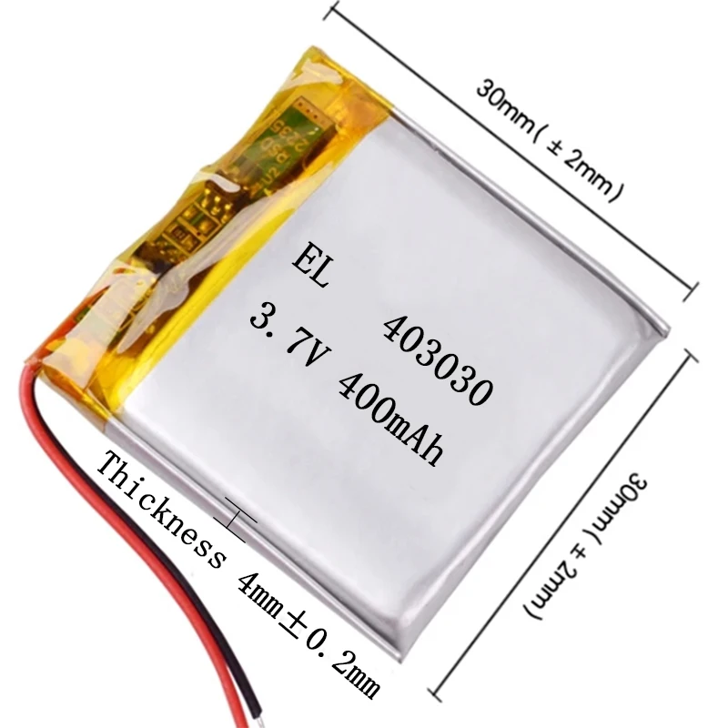 3.7V W=30mm L=30mm Series Rechargeable Lithium Li-ion Polymer Battery FOR MP3 MP3 DVR GPS positioner Water replenishing device