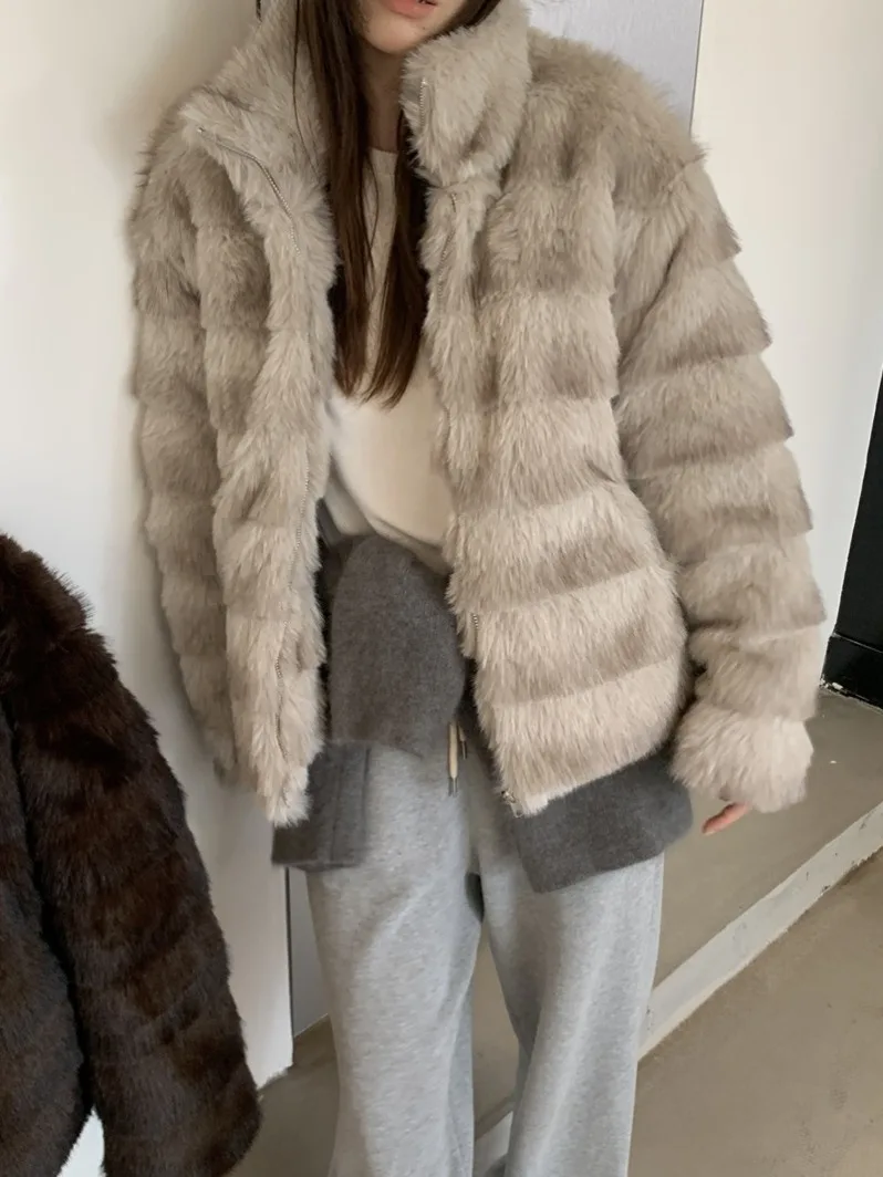 레트로 슬리 레이어드 모피 코트 여성용 2025 겨울 신상 다용도 플러스 탑 출퇴근용 기타 기타 기타