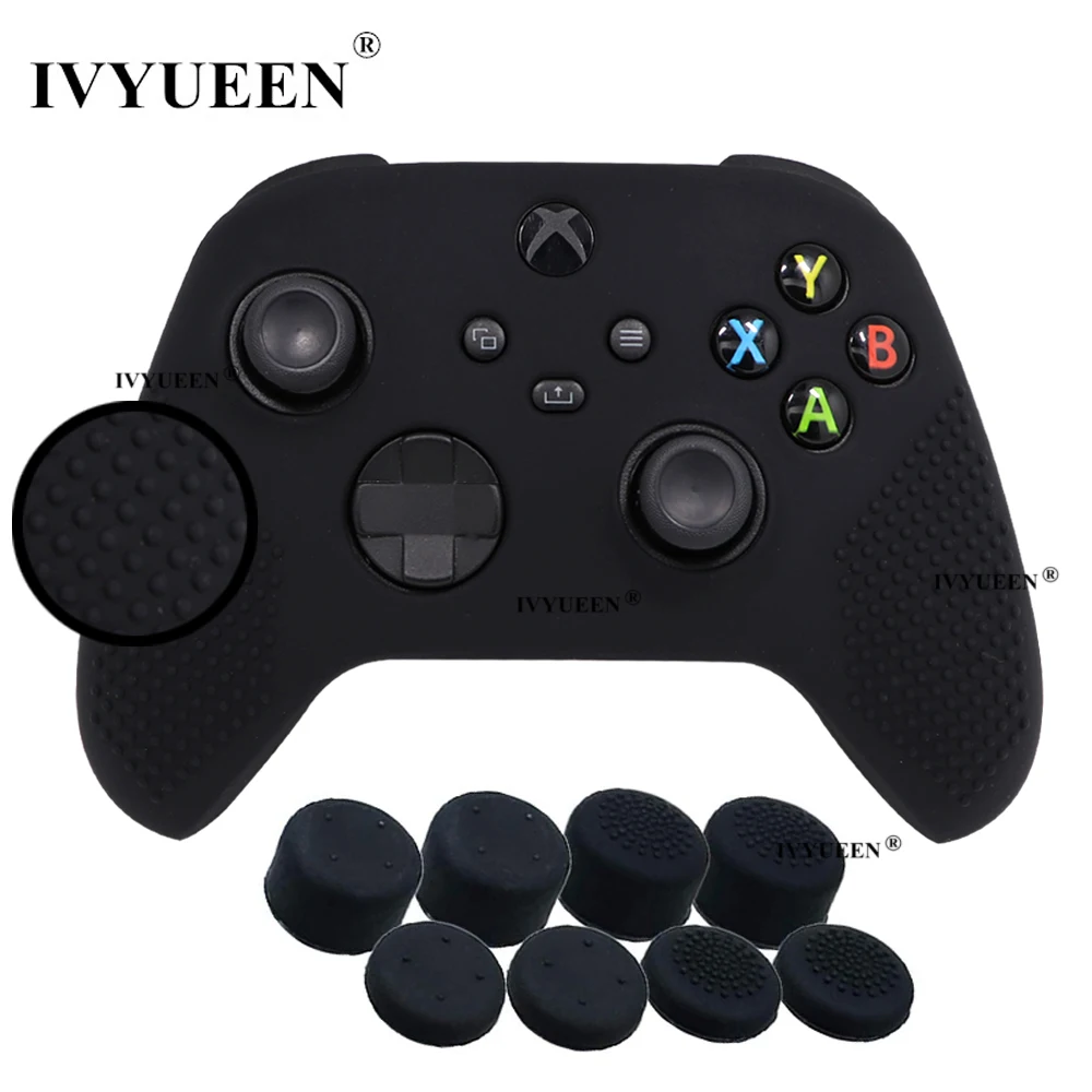 IVYUEEN Anti-slip Protective Skin for XBox Series X S Controller Silicone Gel Case with Joystick Grips Analog Thumb Stick Caps