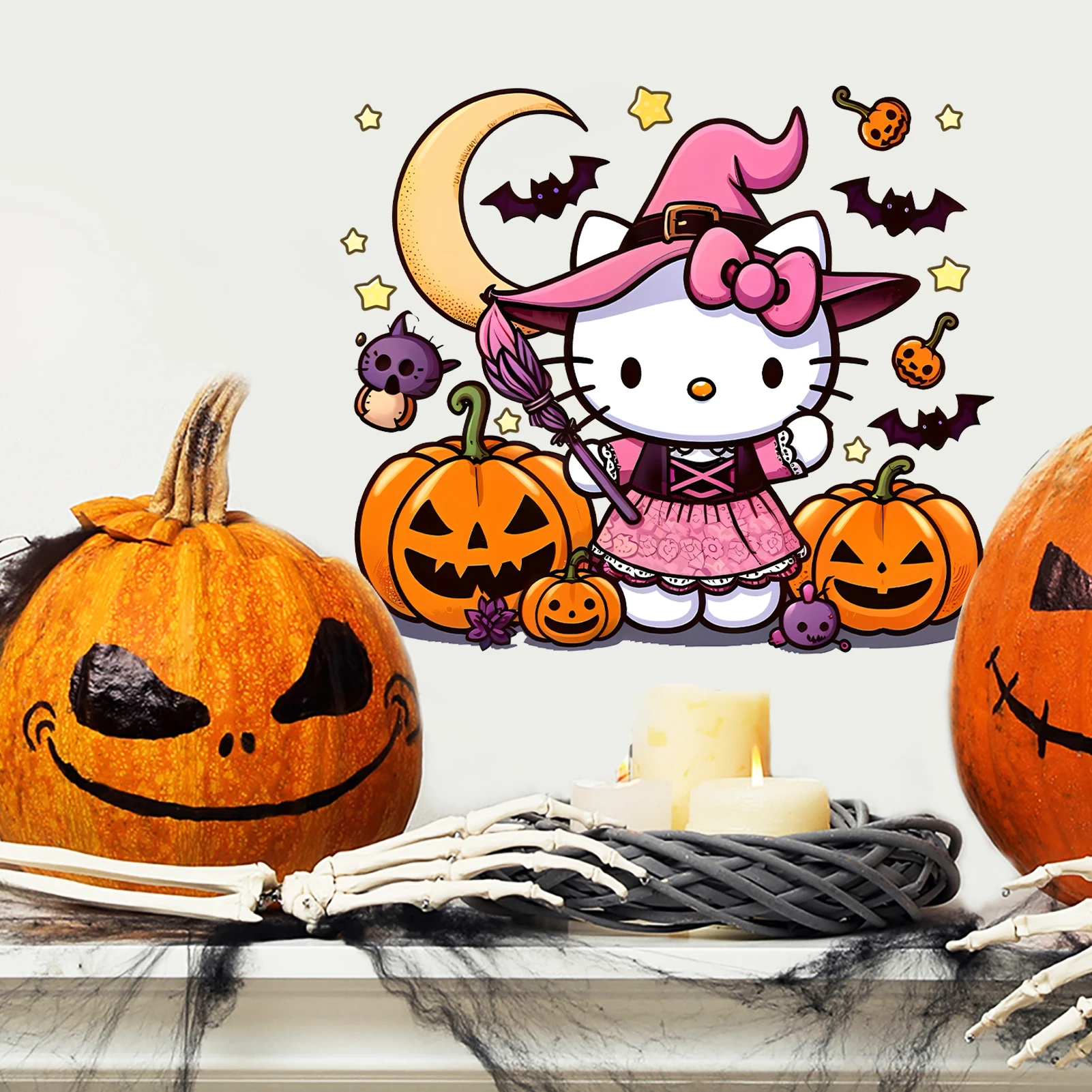 سانريو هالوين الديكور HelloKitty اليقطين الساحرة / مصاص دماء الرعب جو ملصقات الزخرفية، ملصقات جدار رائعة