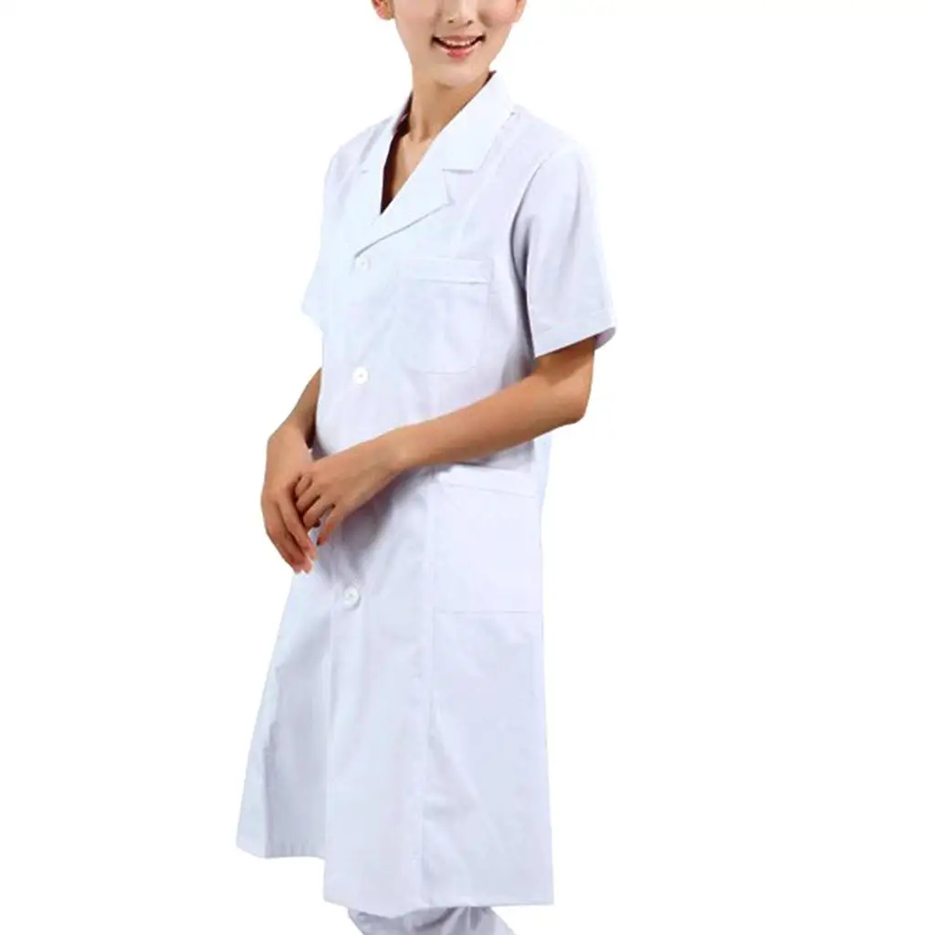 Long Lab Coats for Women Plus Size Sanitary Uniform White Hospital Doctor and Nurse Scrubs