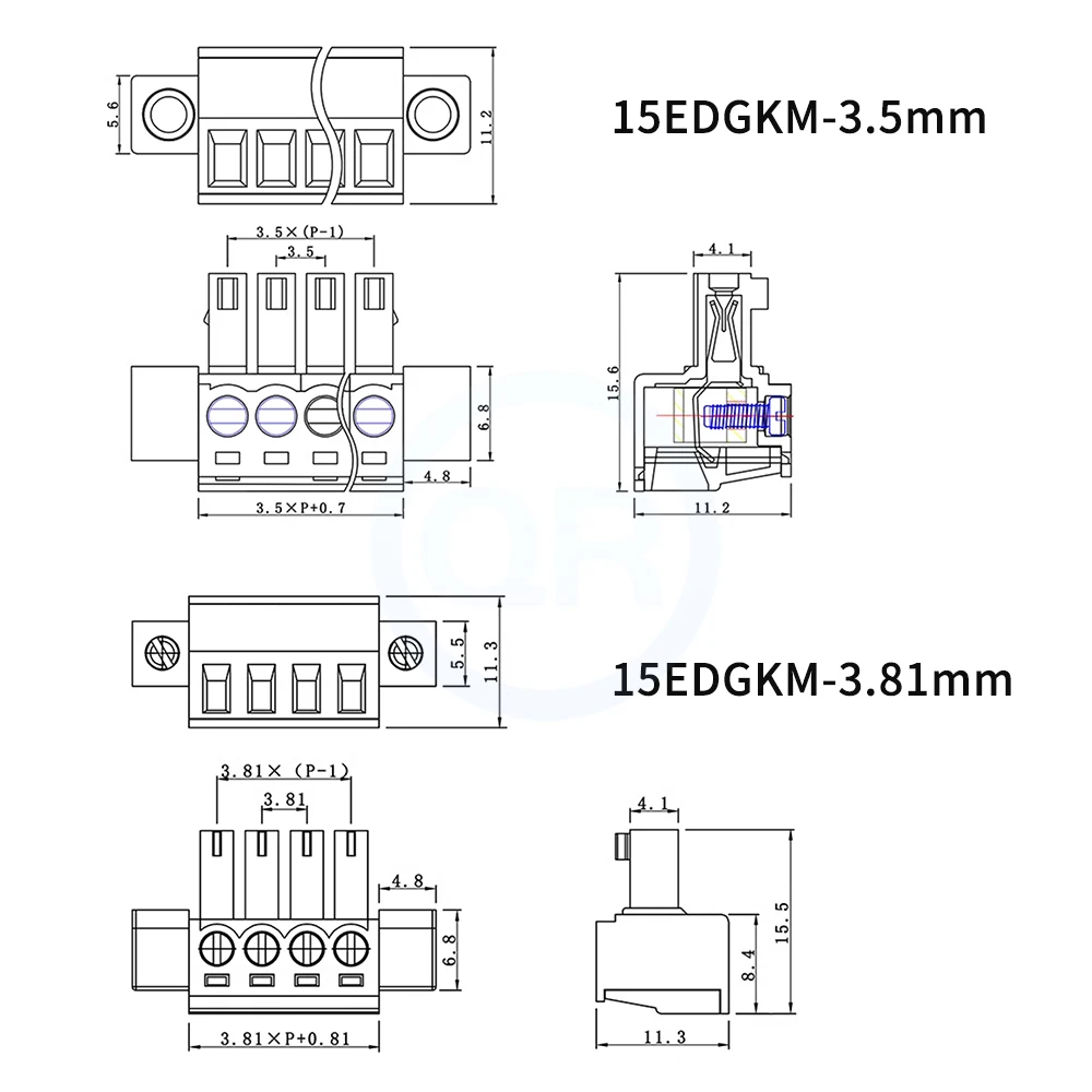 (5 Set) 2EDGRHM 2EDGVHM 3.5mm 3.81mm Double Layer with Flanged Retaining Lugs 15EDGR/VHM Right Angle Straight Pin Header 2~24Pin