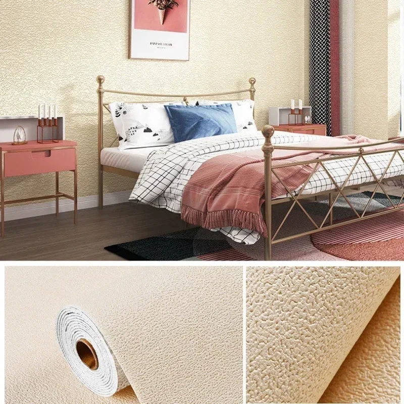 50cmX2.8/10m Linnen 3D Schuim zelfklevende Effen Kleur Verdikte Waterdichte Achtergrond Muur Renovatie behang Muurstickers