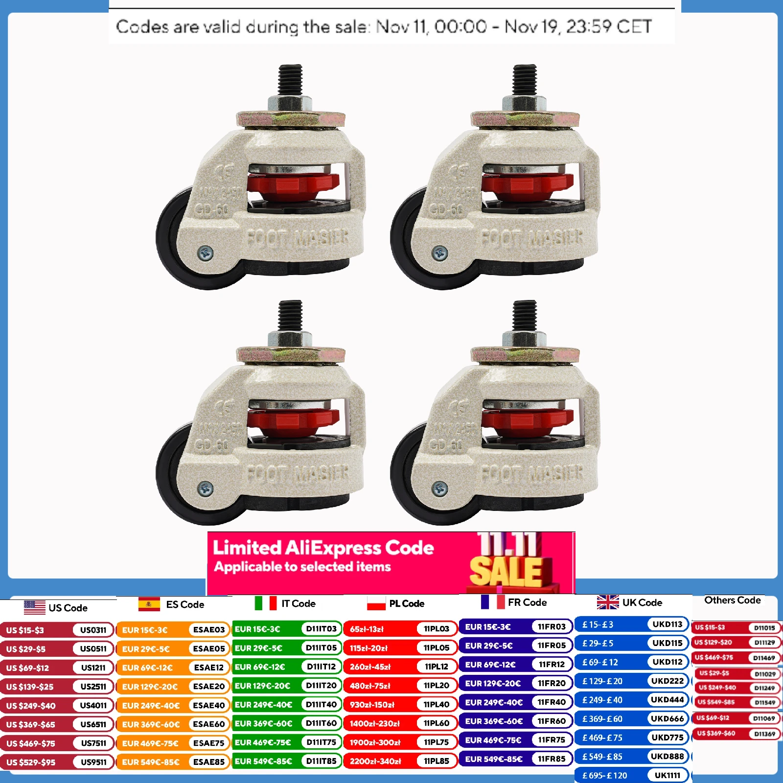 4Pcs Droeling Roulettes w/ 360 Résistant À La Comcussion rapDuty pour Équipement D'industrie Établi Étagères GD-60S
