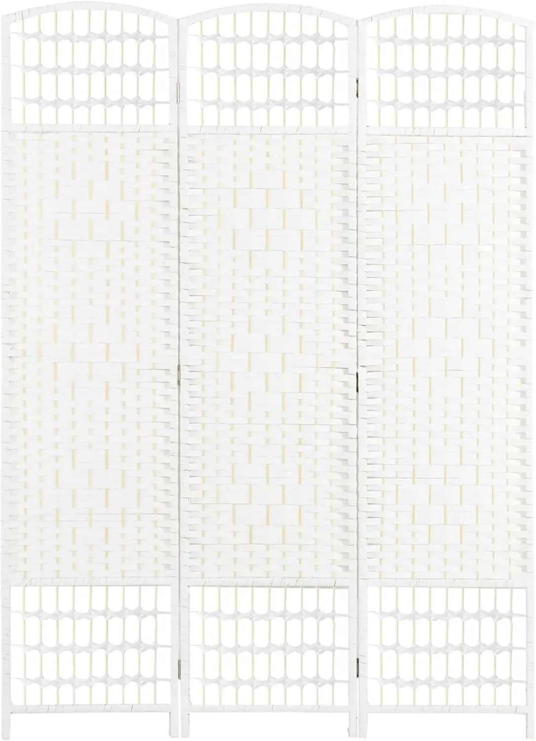 

3 Panel Folding Room Divider, 5.6' Privacy Screen with Woven Design, Freestanding Partition Wall in White