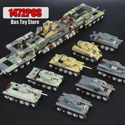 M26 Panther M4 Sherman KV-2 T-34 Tiger I Tank WW2 Military Classic Model Building Blocks Bricks Toys for Boys Gifts