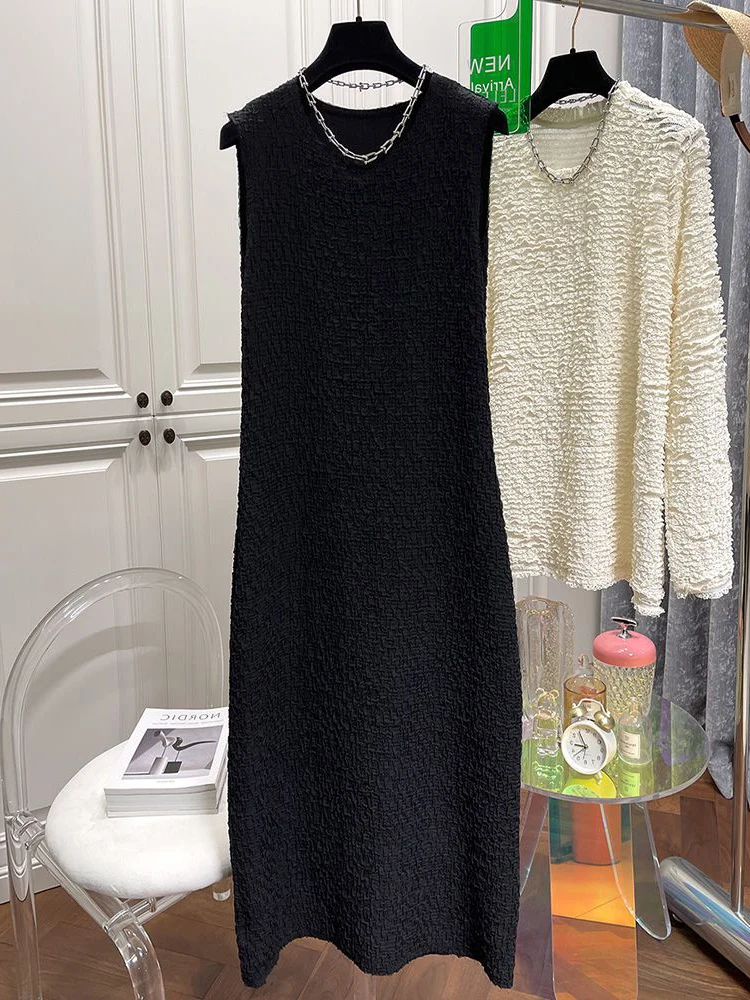 ชุดเดรสลำลองสไตล์ชิคสำหรับผู้หญิงไซส์ใหญ่ ความยาวระดับเข่า ทรงหลวม สวมใส่สบาย ระบายอากาศได้ดี ทรงตรง เหมาะสำหรับฤดูร้อน