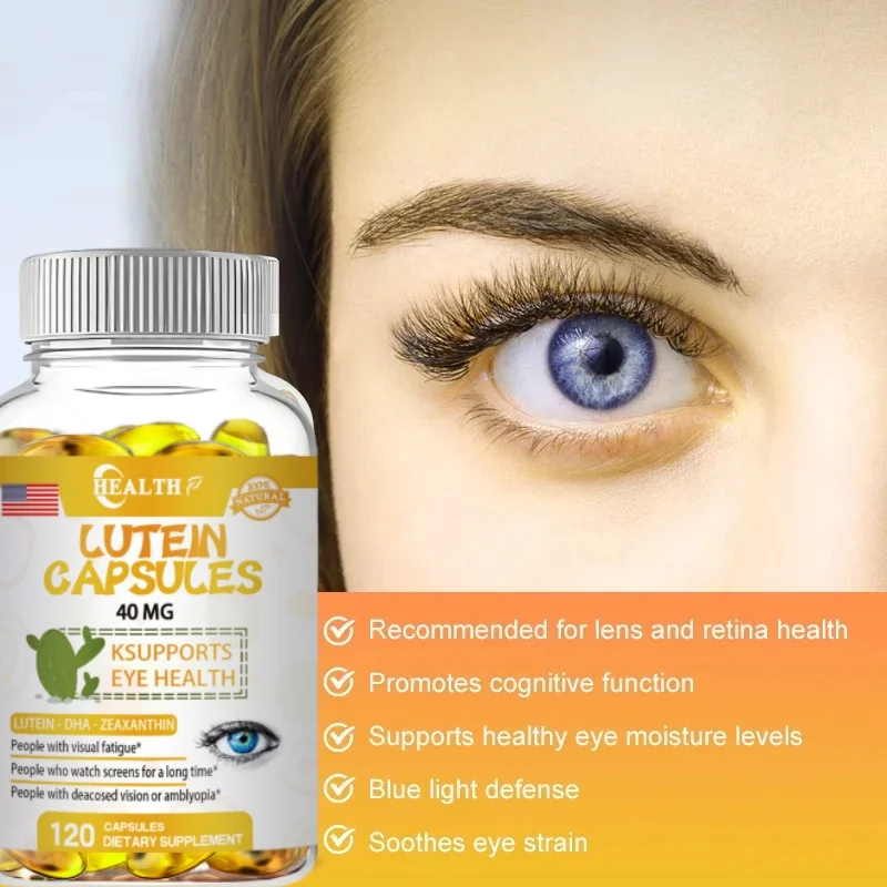 HEALTH Lutein 40 mg for Visual Strain, Eye Health - Supports Immune System, Non-GMO, 120 Capsules