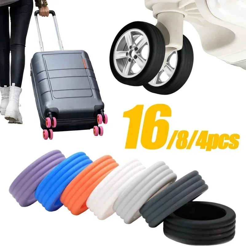 16/4PCS Silicone Wheels Protector For Luggage Reduce Noise Trolley Case Silent Caster Sleeve Travel Luggage Suitcase Accessories