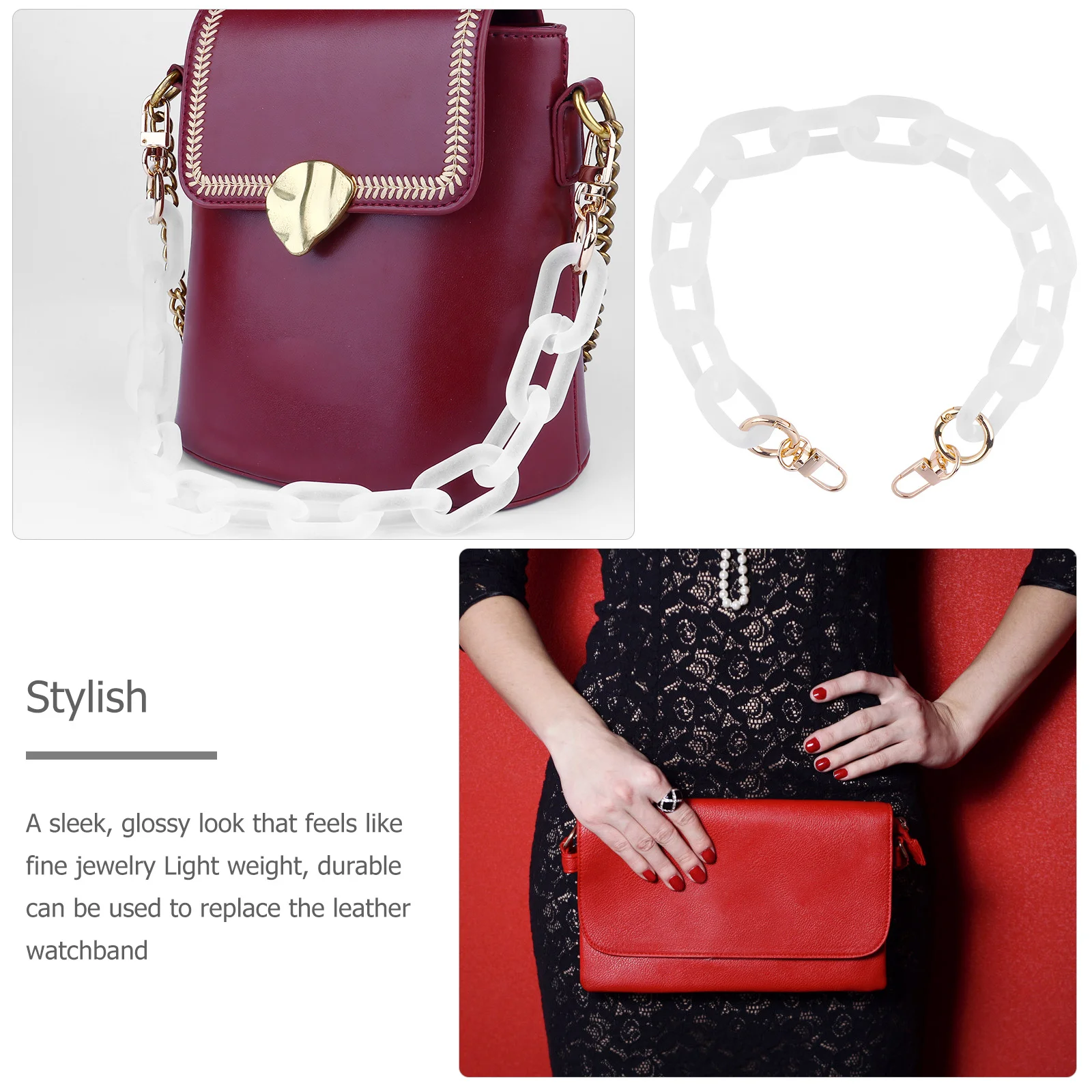 

1pc Decorative For Acrylic Resin Strap Lightweight Diy Handbag Accessory Tote Bag Straps Purse Chain Bag Shoulder Chain