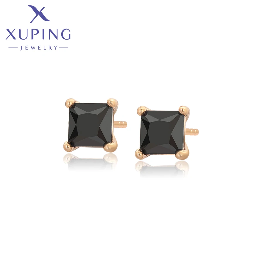 Xuping Jewelry New Arrival Square Stone Simple Fashion Gold Color Stud Earrings for Women Gift X000697587