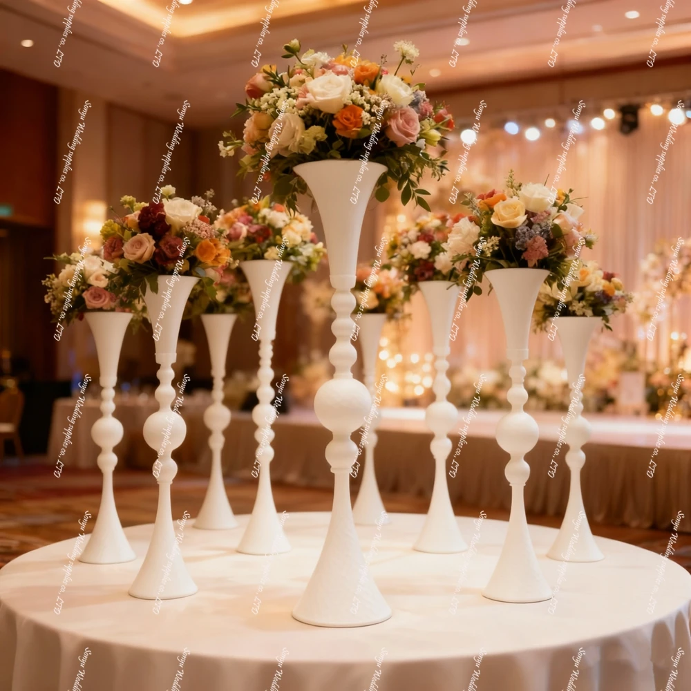 10pcs)f30  Luxury Geometric Gold Tall Frame Table Wed Flower Stand Mesa De Centro Metal Vases for Wedding Table