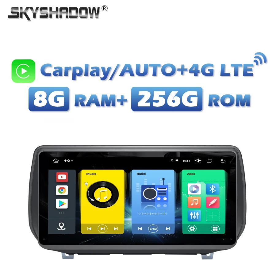 

4G SIM 10.25" DSP Carplay Auto Android 13.0 8G+256G Car DVD Player GPS Radio WIFI Bluetooth For Hyundai IX45 Santa Fe 2018-2020