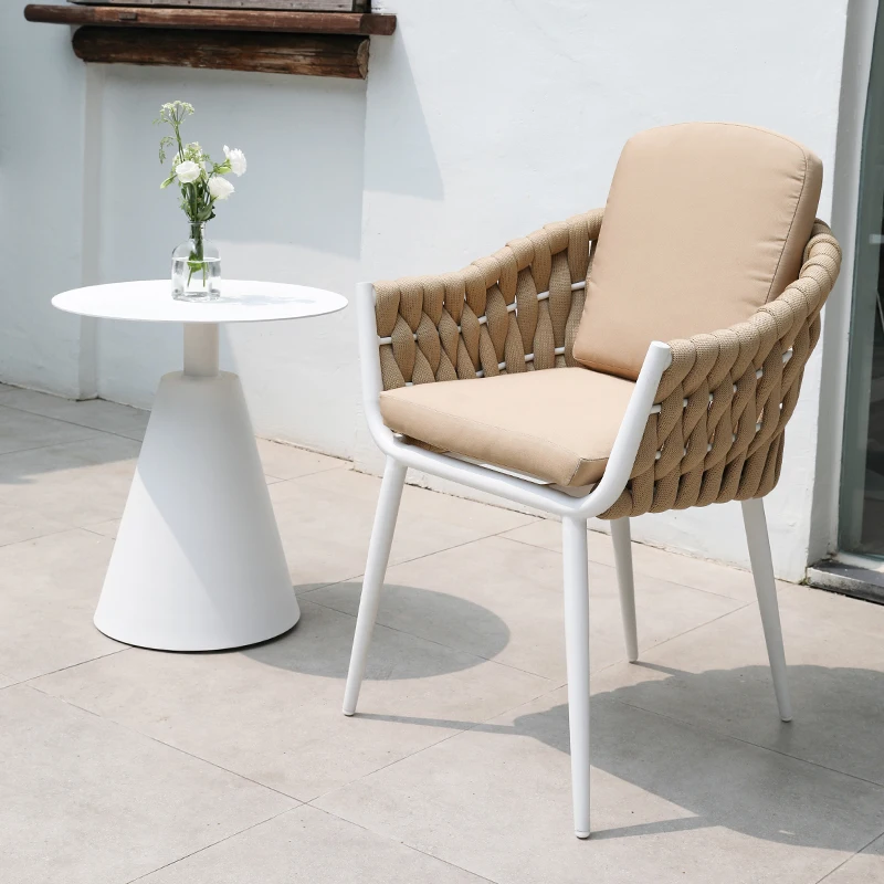 Garden Balcony Small Tables and Chairs Creative Rope Woven Tables and Chairs Tea Table Combination 3 Pieces of Furniture