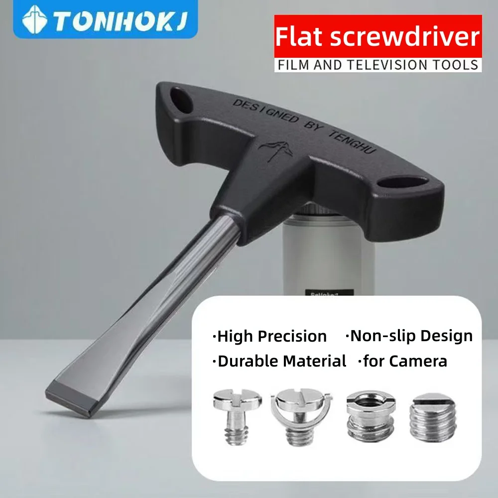 T-handvat platte sleutel camera reparatiegereedschap gleufklem voor lens- en body-demontage stalen spudger statiefkop schroef accessoire - afbeelding 2