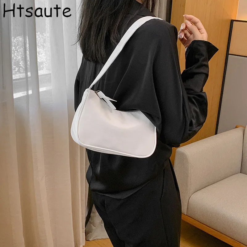 

Designer Brand PU Leather Underarm Bag For Women Casual Mini Handbag Solid Color Purse Simple Design Handbag Commuting Sac