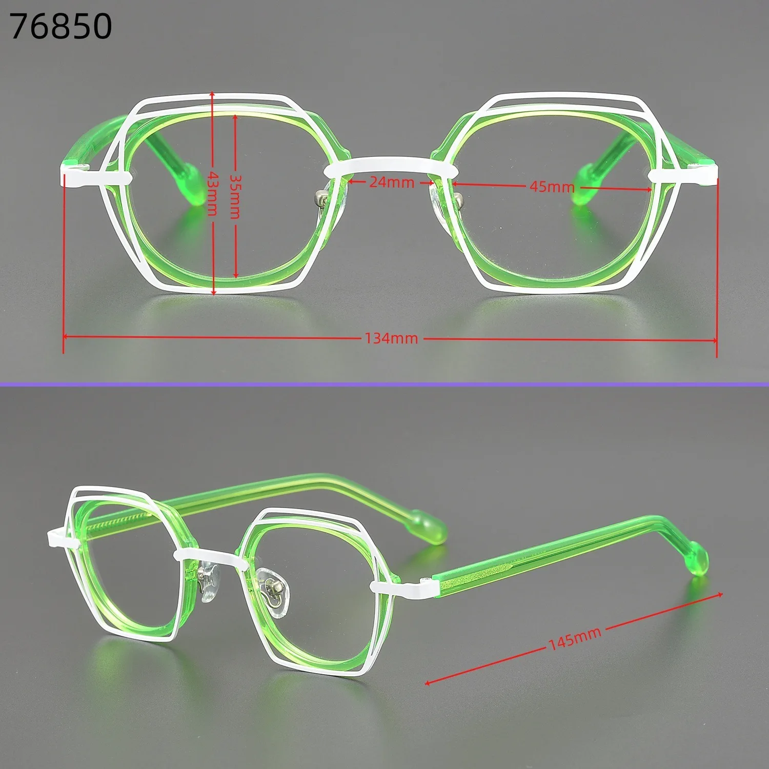 2025 óculos pequenos de mosaico multicolorido quadrado com armação de metal de acetato, adequados para homens e mulheres, podem ser adaptados com miopia