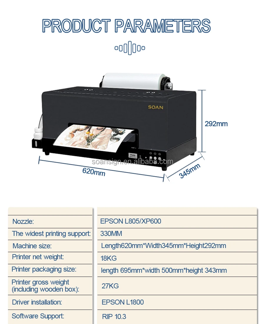 A3 33CMSize Roll to Roll Inkjet Label Printing Machine Roll Sticker Printer UV Color Label Printer with Varnish Function
