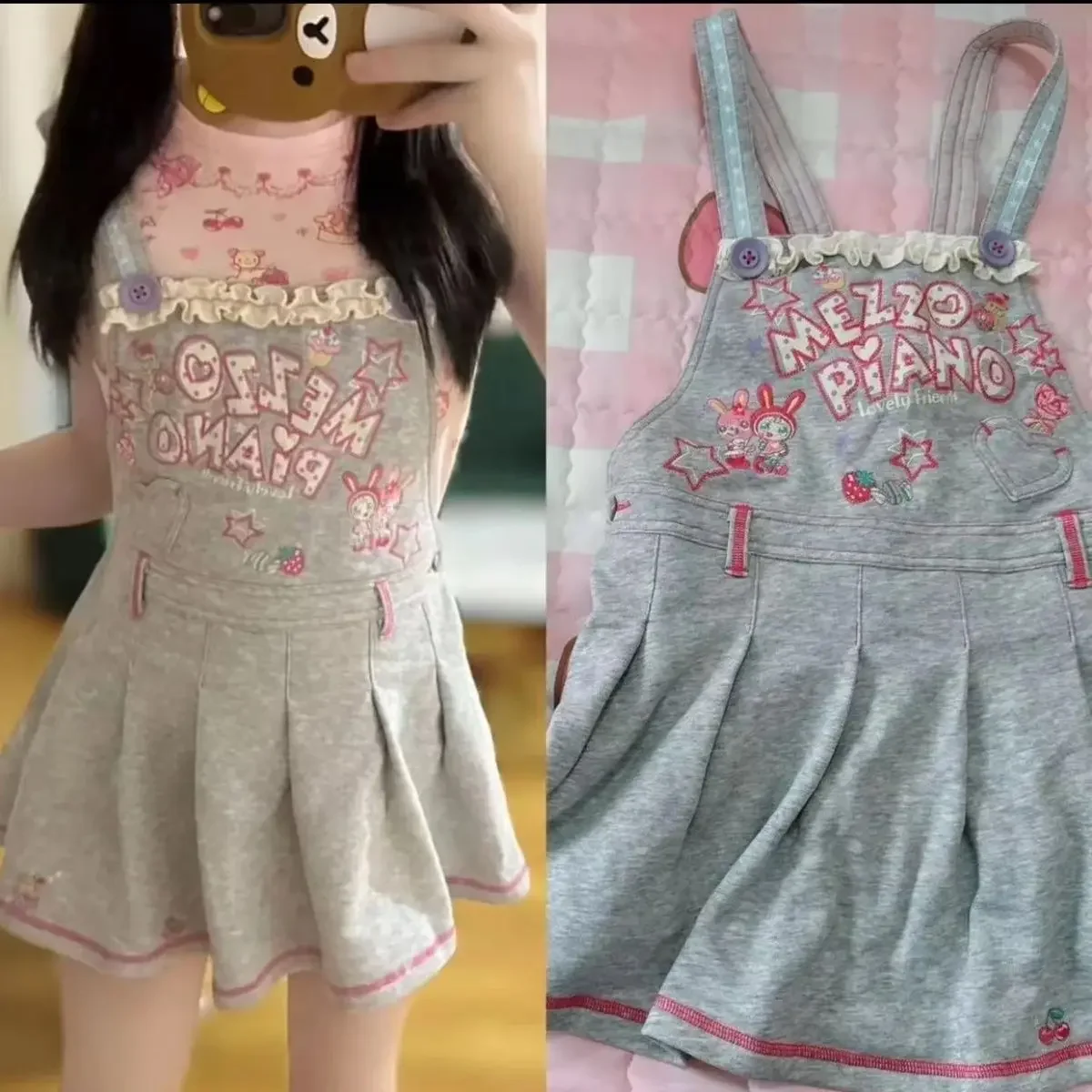 اليابانية الكرتون Mezzo التطريز الحب فستان بحزام 2024 الخريف جديد الحلو فتاة لطيف Y2k فستان Fairycore Mini Vestidos De Mujer