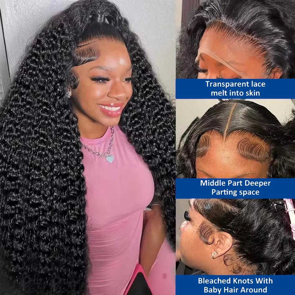 30 32 Inch Loose Deep Wave 13x4 Lace Front Human Hair Wig 200% Density Kinky Curly 13x4 Lace Frontal Wigs Human Hair For Women