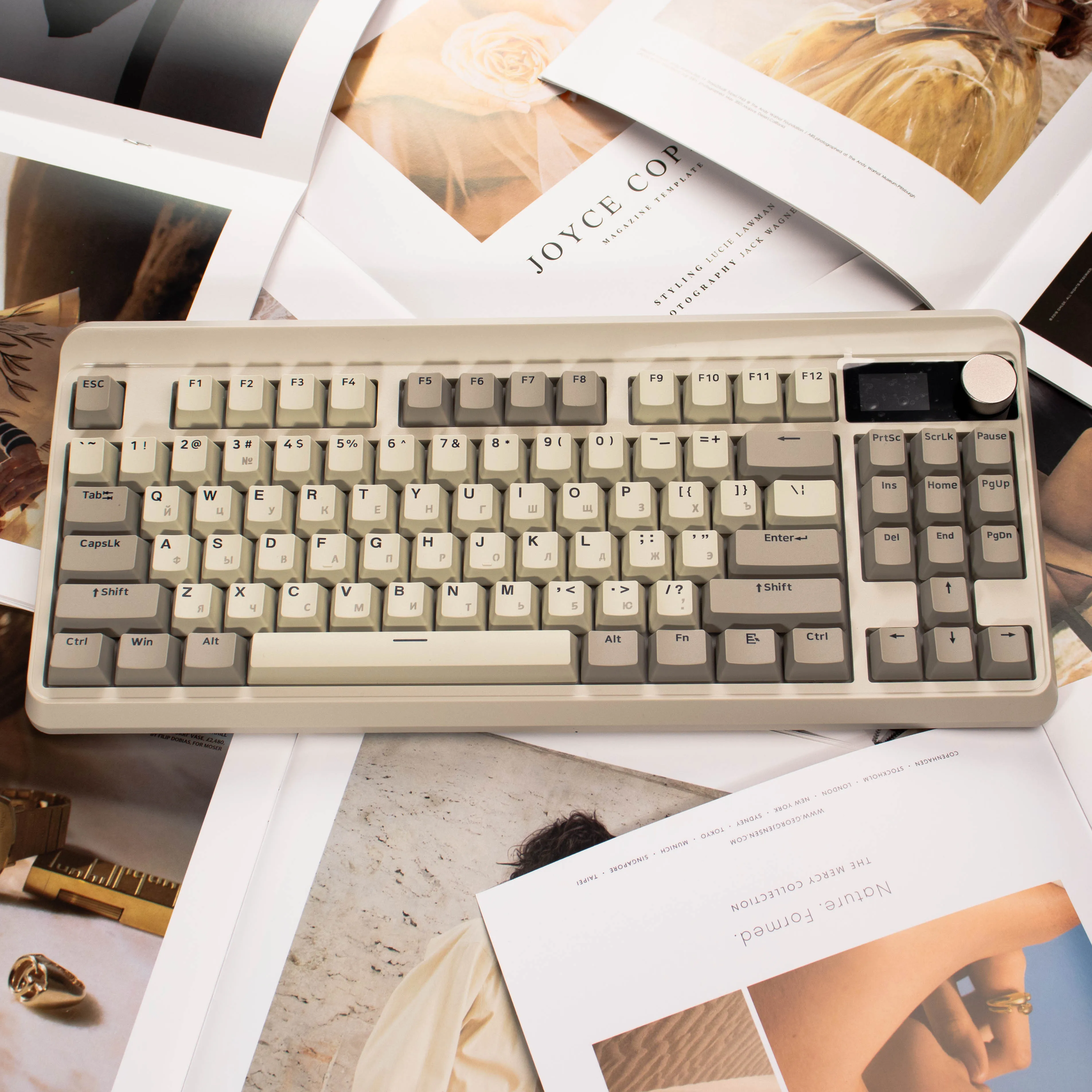 

M87 Pro, трехрежимная механическая клавиатура с русской раскладкой, ретро TKL, беспроводная клавиатура RGB, OLED-дисплей, ручка, геймерская клавиатура