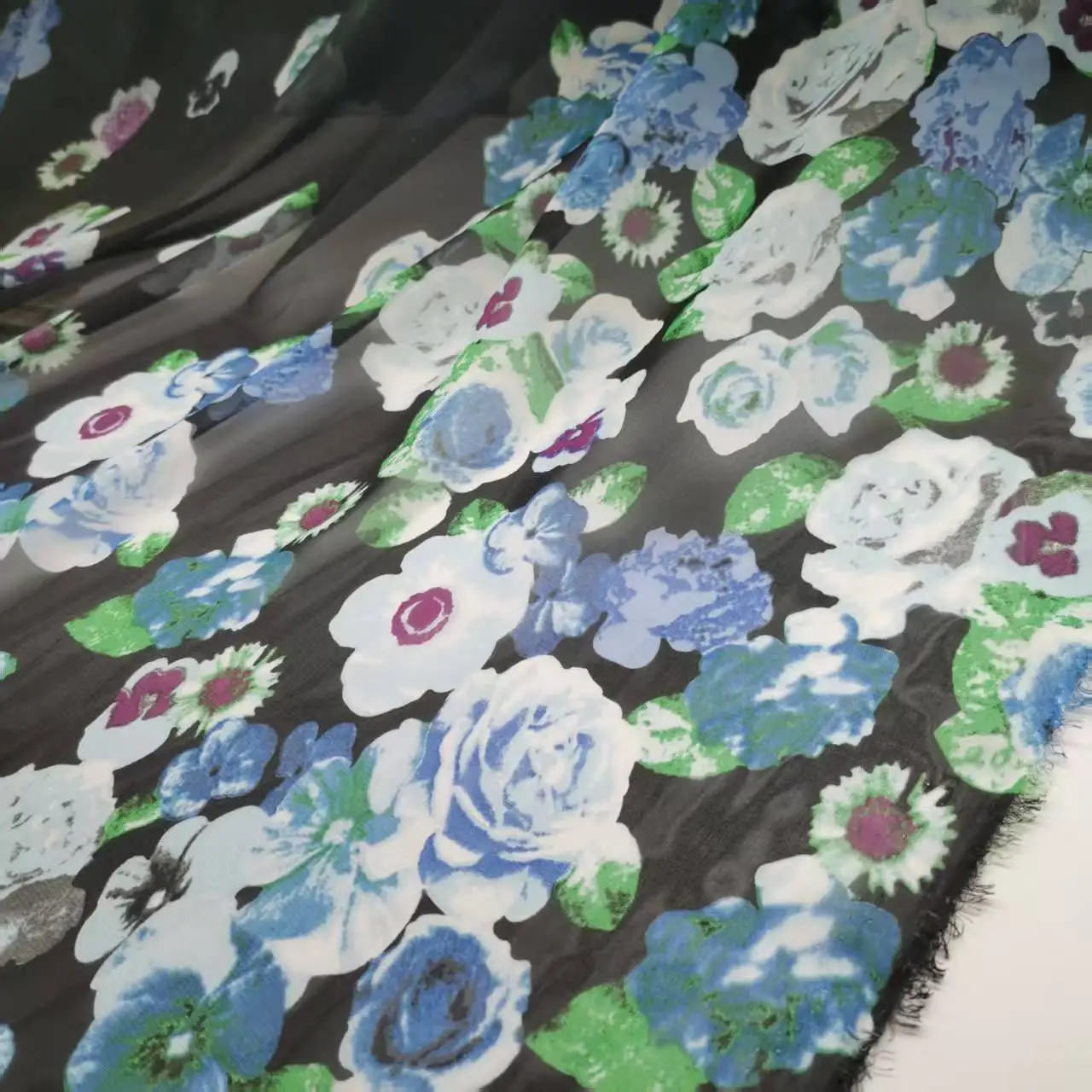 Chiffon Fabric Summer Chiffon Sunscreen Fabric Dress Printed Fabric Floral Printed Chiffon Dress Fabric
