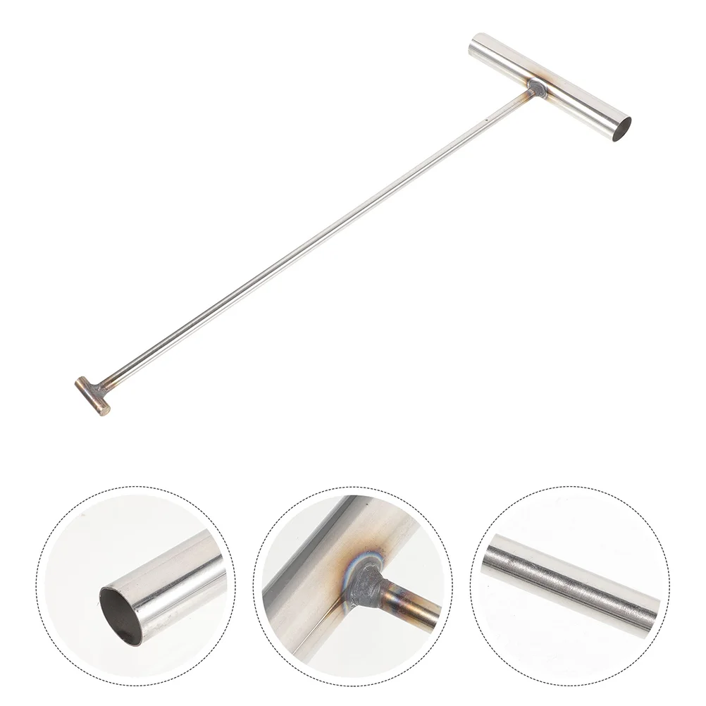 2 Pcs Hook T Handle Hooks Manhole Cover Puller Stainless Steel Trampoline Spring Opening Tool Silver Utility Boning