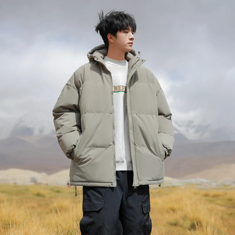 

Couple's Solid-color Men's Fashionable Long-sleeved Bread Jacket Hooded Cotton-padded Jacket Trendy Men Outerwear Outdoor Jacket