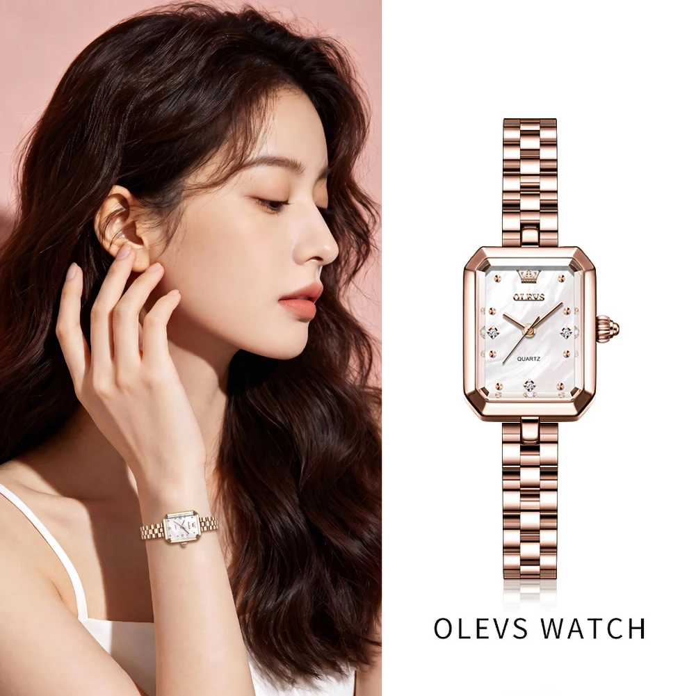 OLEVS 5690 Original Brand Genuine Square Dial Ladies Watch Quartz Watch Small Square Watch Waterproof Exquisite Business