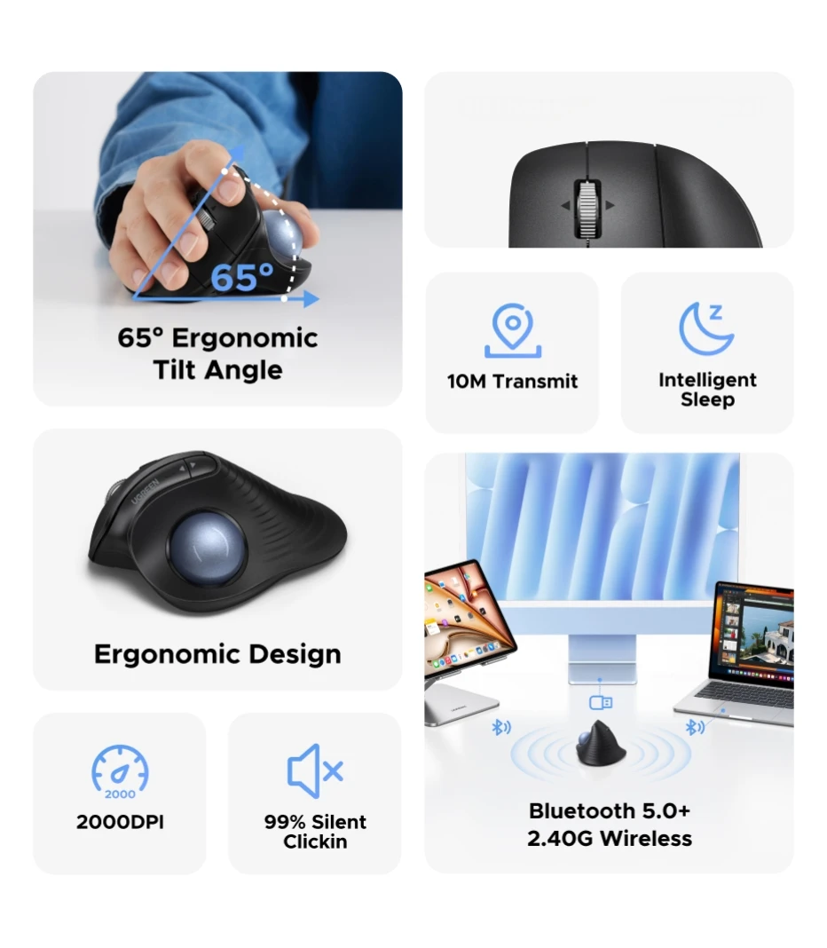 Ergonomic Trackball Mouse Image 2
