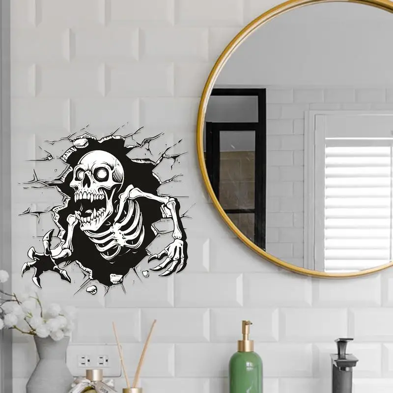 Skull Window Decals Halloween Skeleton Clings For Window Halloween Window Clings Decorations For Haunted House Home And Bathroom