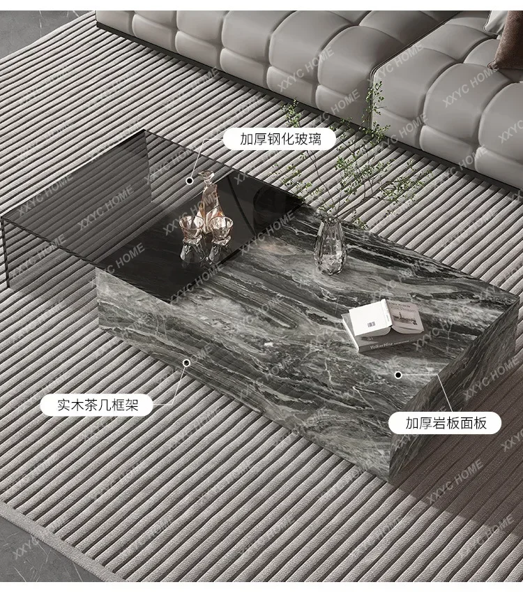 

AA High-end minimalist living room household rock slab coffee table Italian combination retractable rectangular tea table